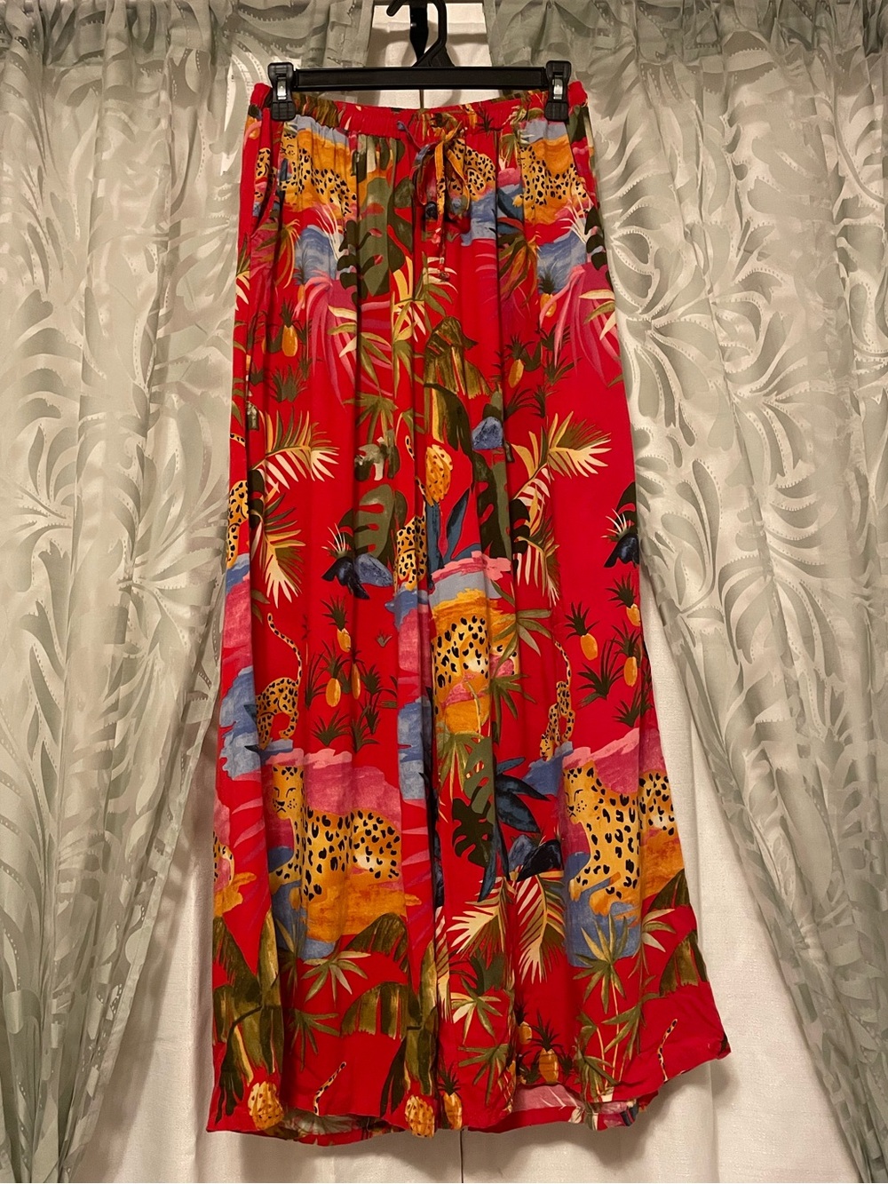 Cynthia Rowley Red Tropical Print Pants